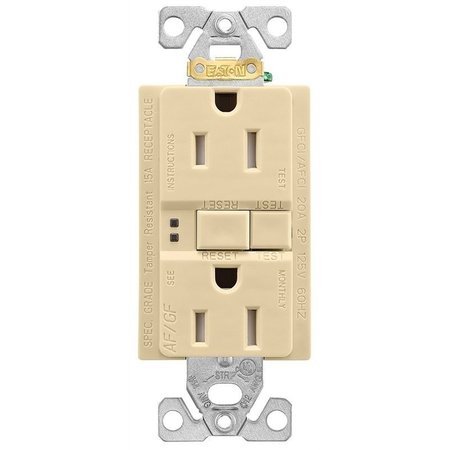 EATON WIRING DEVICES Rcpt Dplx Af/Gf Tr Iv 15A 125V TRAFGF15V-K-L